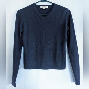 Women's XS Brooks Brothers Navy Blue V-neck Knit Wool Sweater